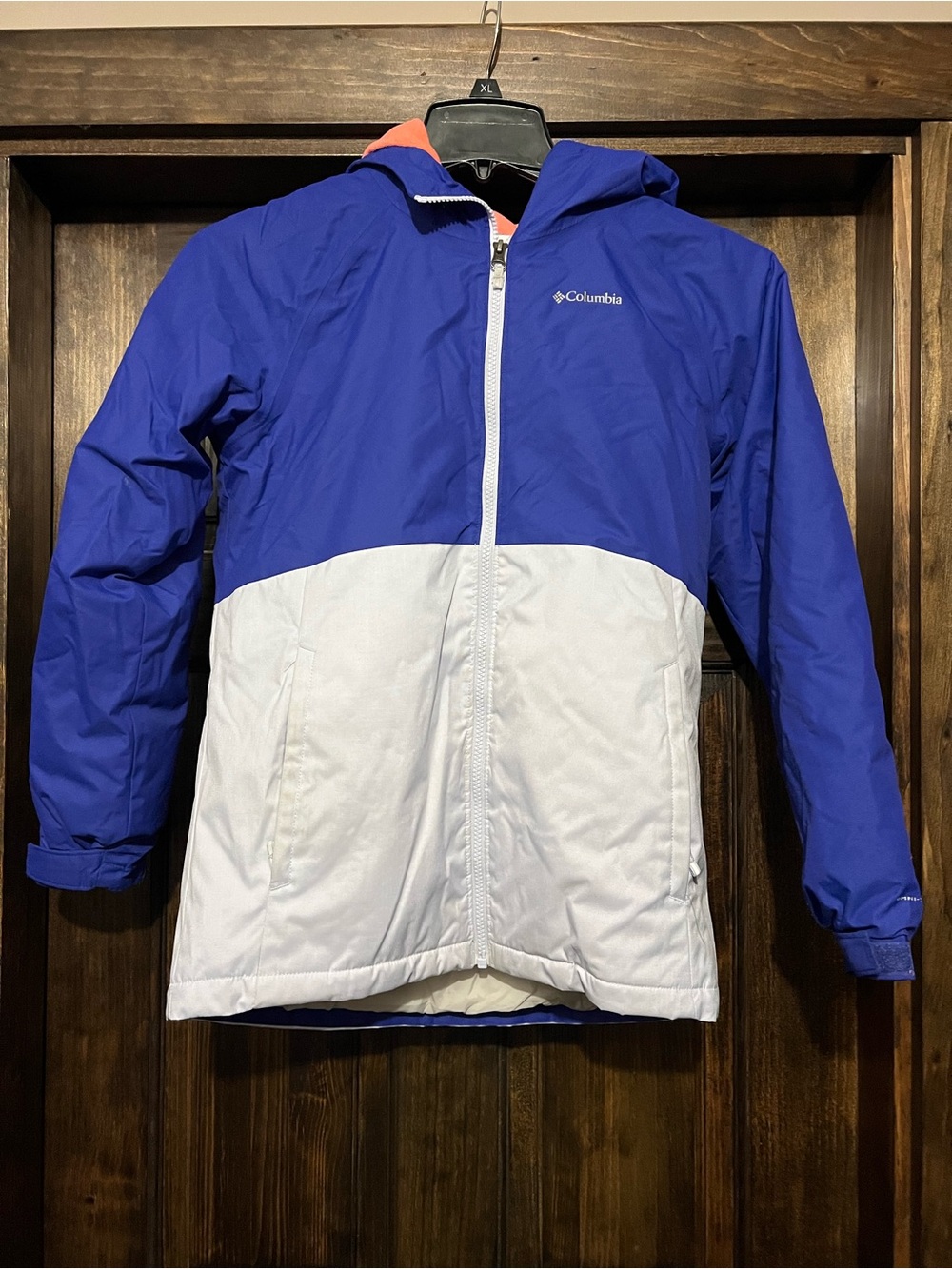 Columbia Color-block winter insulated jacket with hood Omni heat kids large